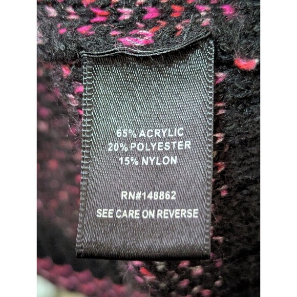 Torrid V Neck Cardigan Sweater Womens 2X Black Pink Heart Button Down Tight Knit - Picture 9 of 9